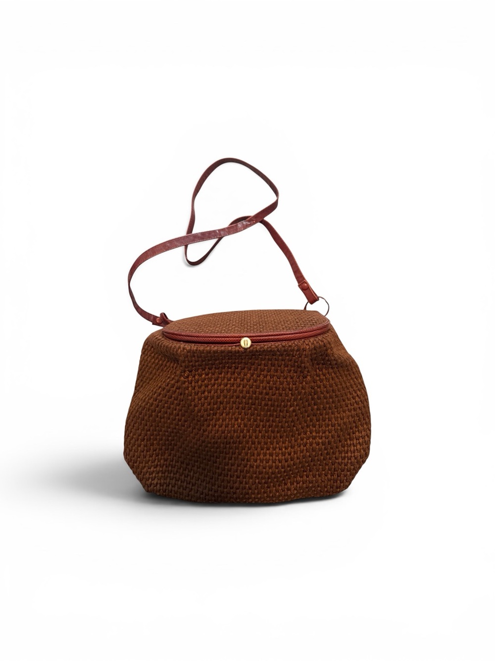 Vintage BOTTEGA VENETA Tweed Brown Shoulder Bag.